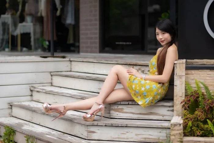 [Mzsock] NO.090 Xiangqin sexy short skirt high heels beautiful legs outdoor shot street photography#[64P]-5