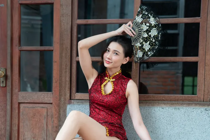 [Mzsock] NO.057 Cai Yixin, ultra short cheongsam, stockings, high heels, beautiful legs, outdoor shot street photography#[55P]-10