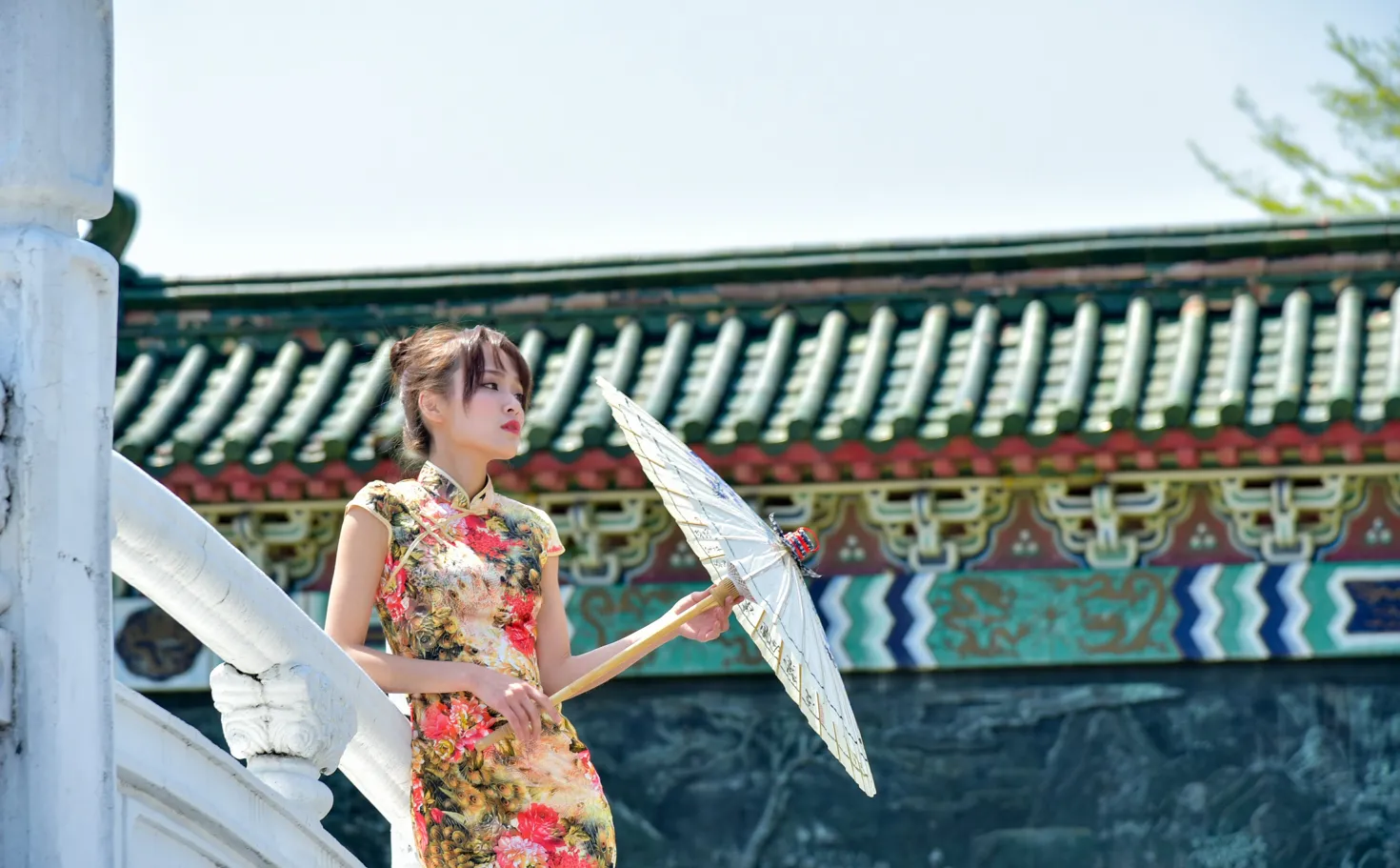 [Mzsock] NO.189 Miao Wanyu floral short cheongsam with high heels and beautiful legs street photography#[68P]-3