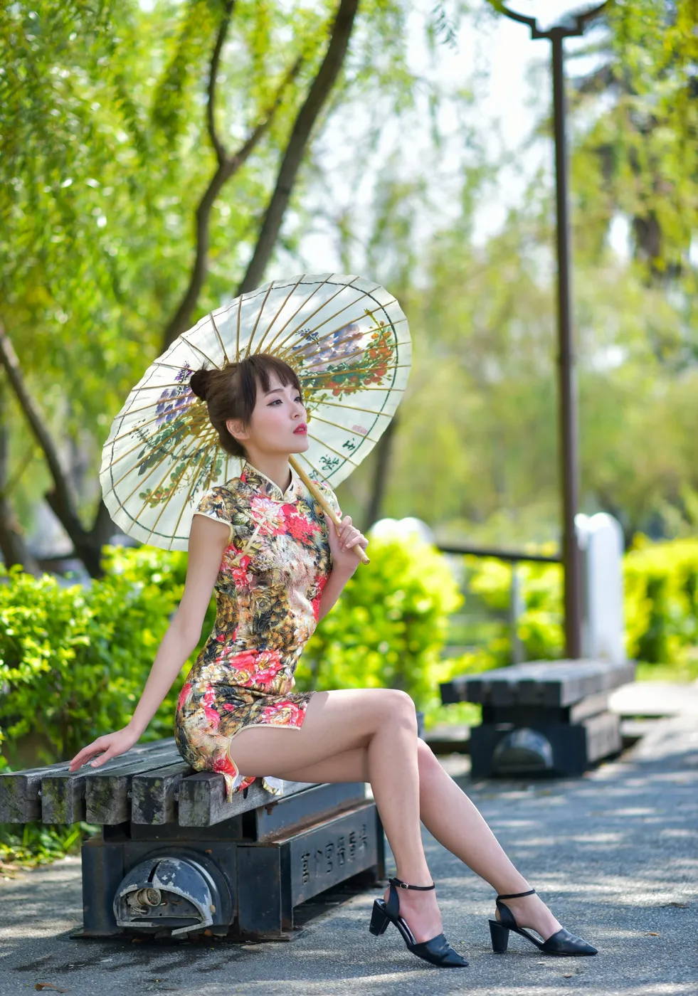 [Mzsock] NO.189 Miao Wanyu floral short cheongsam with high heels and beautiful legs street photography#[68P]-3