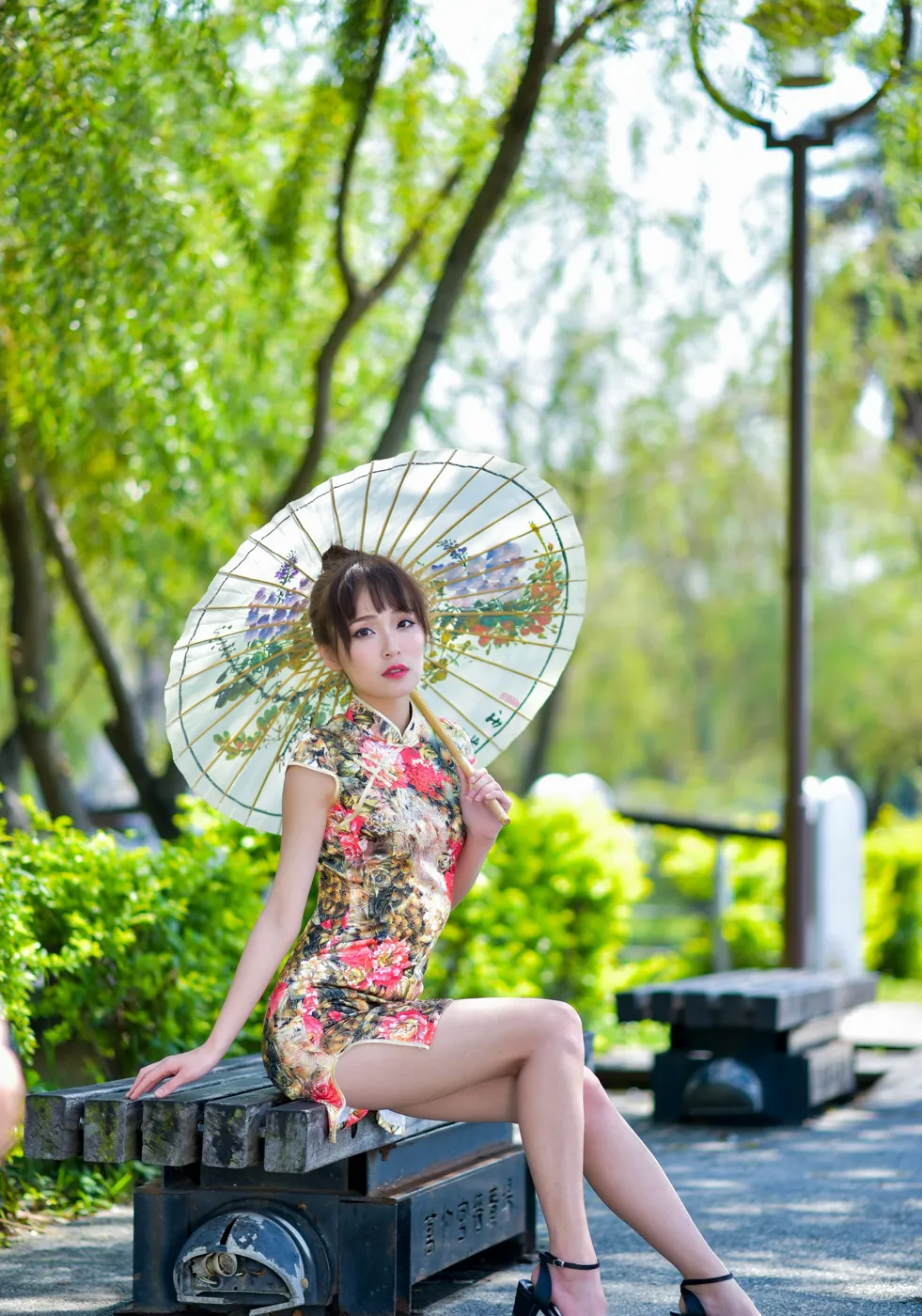 [Mzsock] NO.189 Miao Wanyu floral short cheongsam with high heels and beautiful legs street photography#[68P]-4