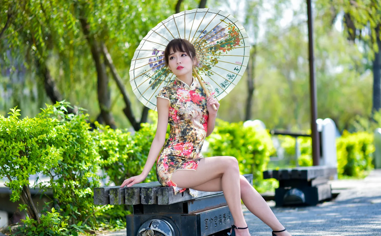 [Mzsock] NO.189 Miao Wanyu floral short cheongsam with high heels and beautiful legs street photography#[68P]-10