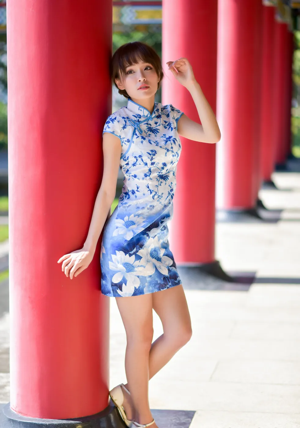 [Mzsock] NO.189 Miao Wanyu floral short cheongsam with high heels and beautiful legs street photography#[68P]-2