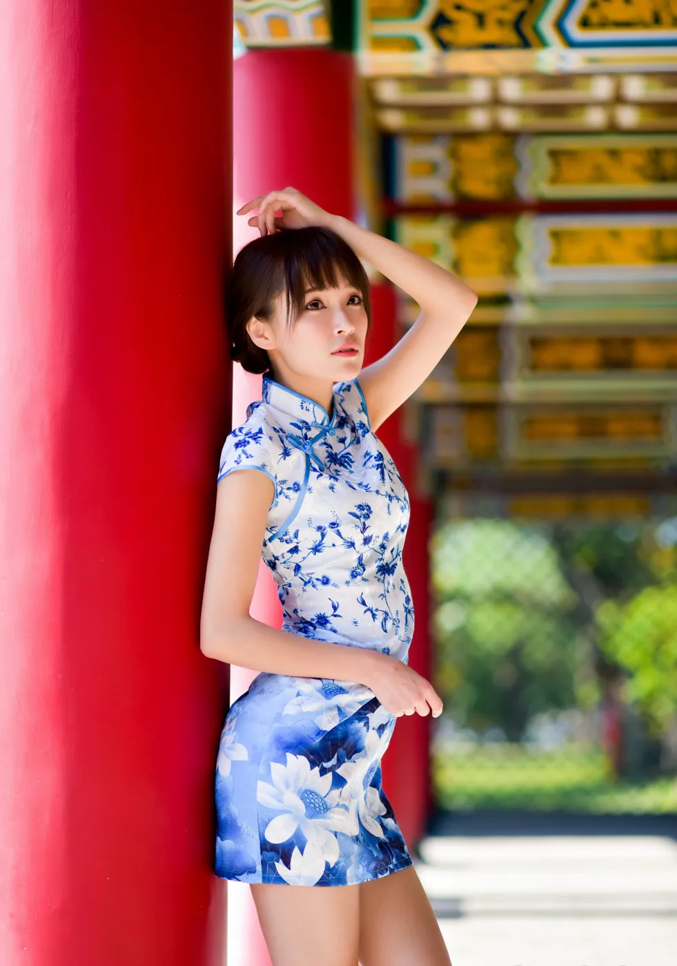 [Mzsock] NO.189 Miao Wanyu floral short cheongsam with high heels and beautiful legs street photography#[68P]-3