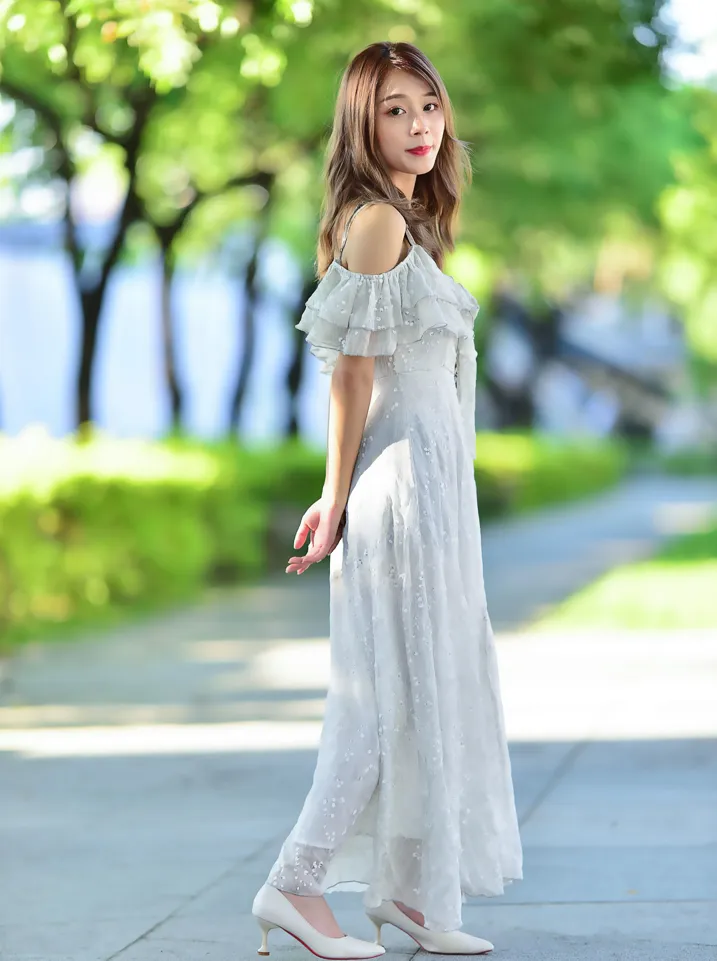 [Mzsock] NO.200 vivi Cao Yuanyuan suspender high-slit long skirt with high heels and beautiful legs street photography#[105P]-6